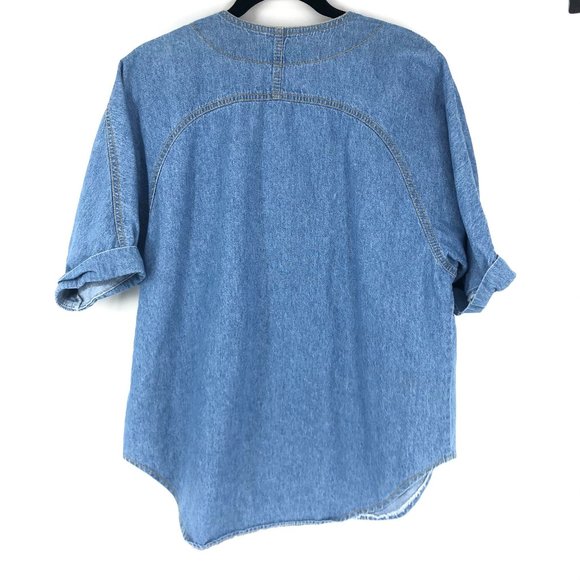 Vintage Denim Button Top Silver Turquoise 16 P - Picture 5 of 5